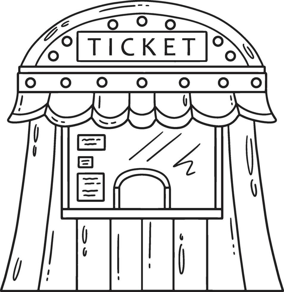 circus ticket stand geïsoleerd kleur bladzijde vector