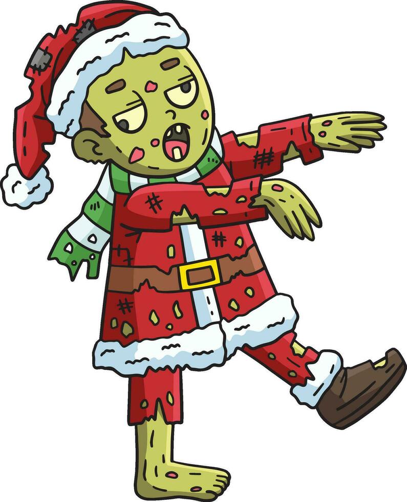 zombie de kerstman kleding tekenfilm gekleurde clip art vector