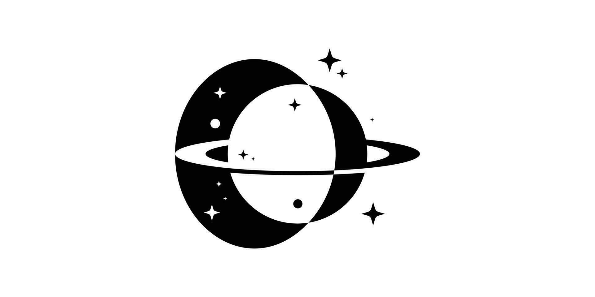 planeet logo ontwerp met negatief ruimte stijl. vector