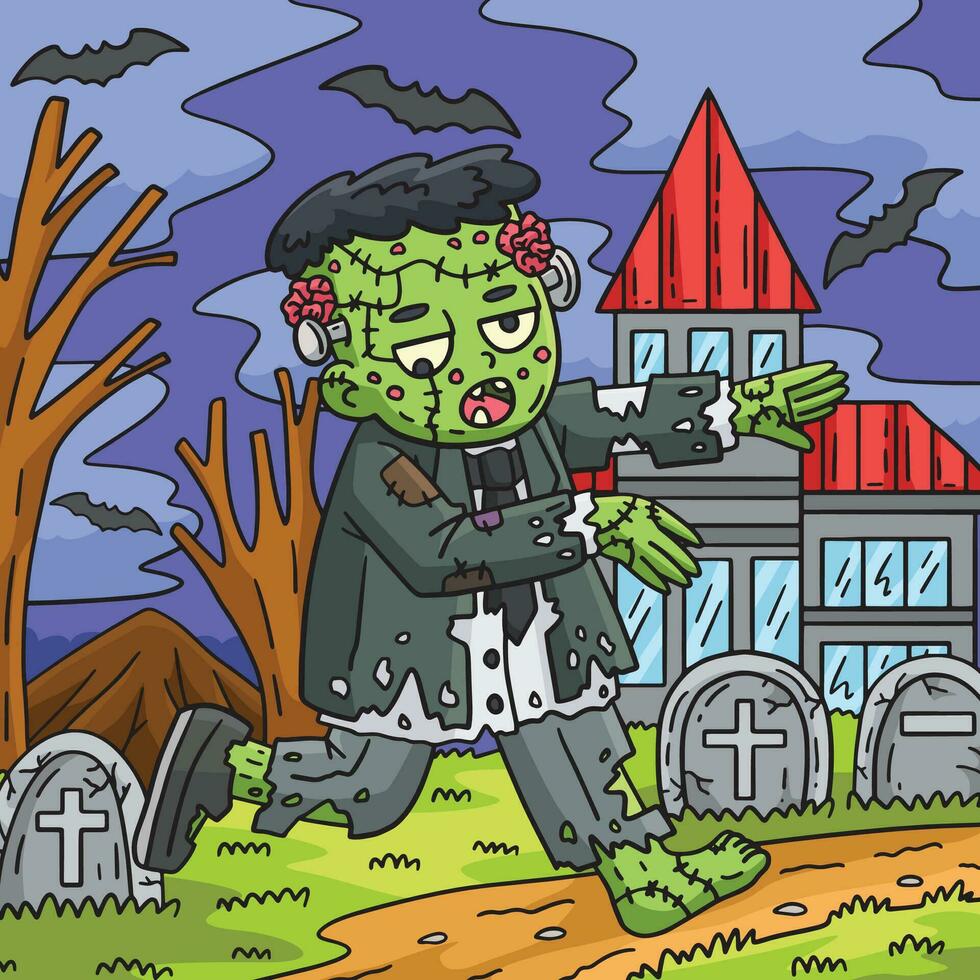 zombie frankenstein gekleurde tekenfilm illustratie vector