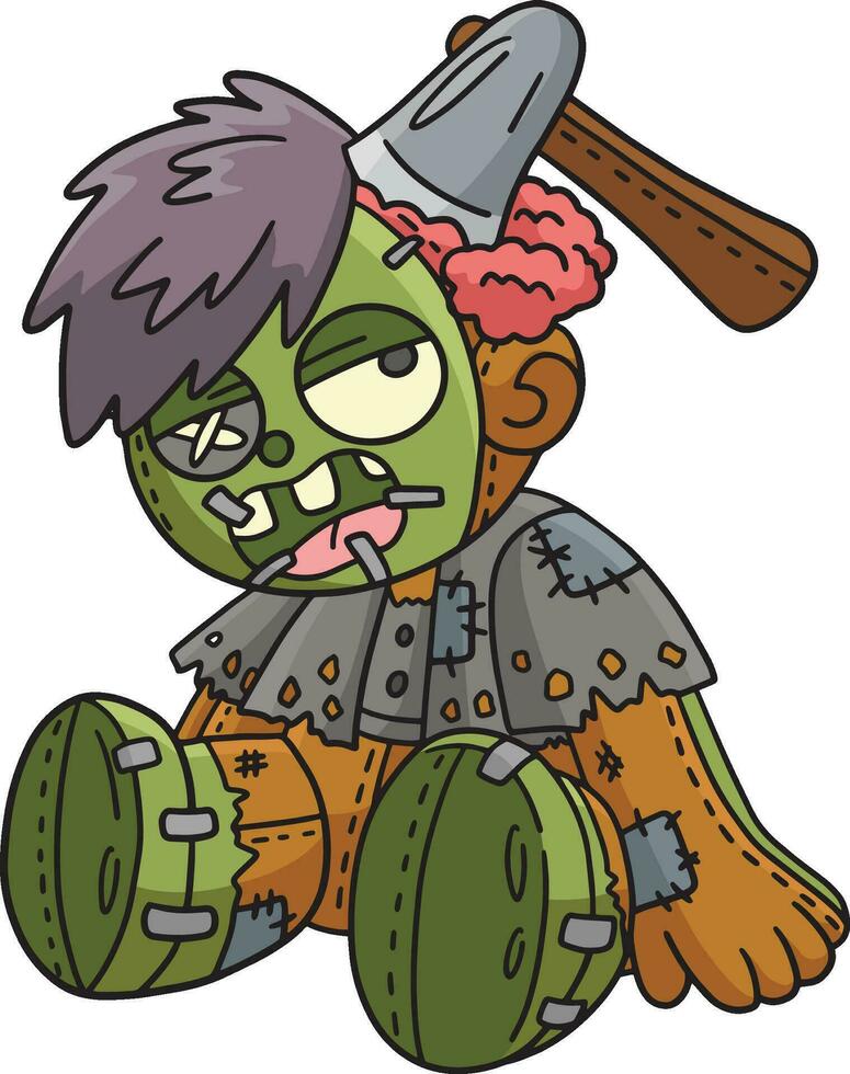 zombie knuffel tekenfilm gekleurde clip art vector