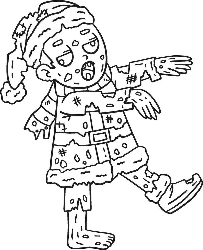 zombie in de kerstman kleding geïsoleerd kleur bladzijde vector