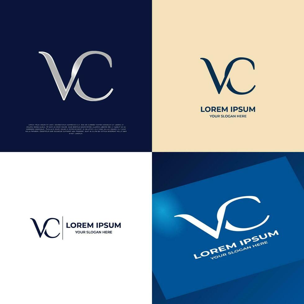 vc eerste belettering modern luxe logo sjabloon voor bedrijf vector