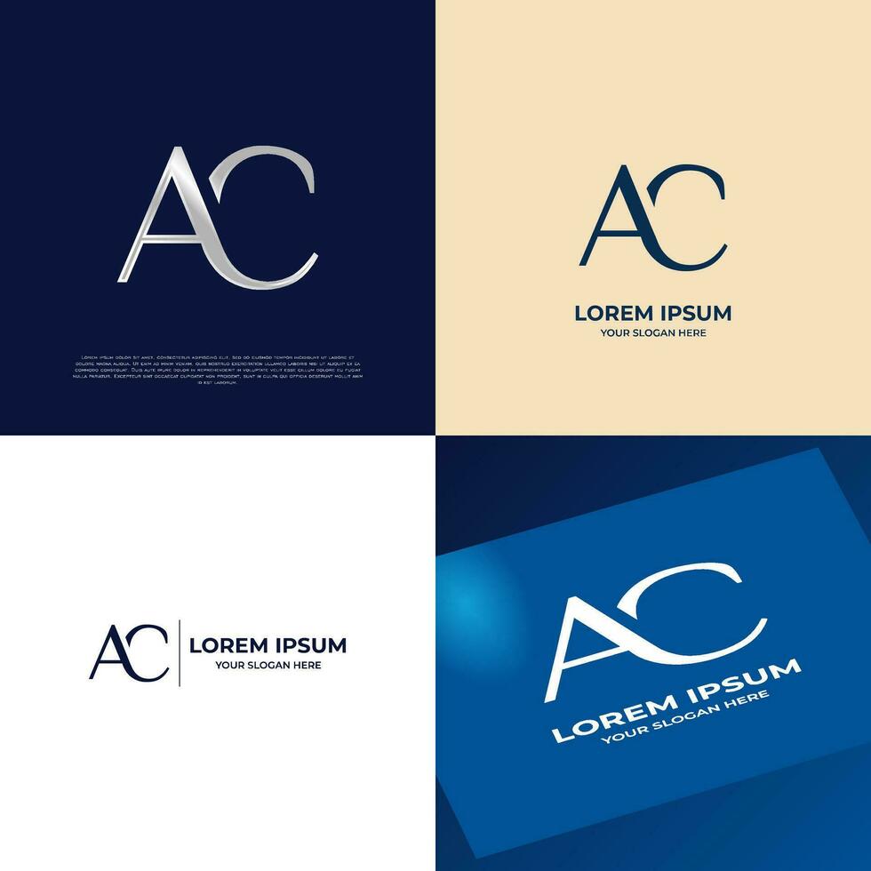 ac eerste belettering modern luxe logo sjabloon voor bedrijf vector