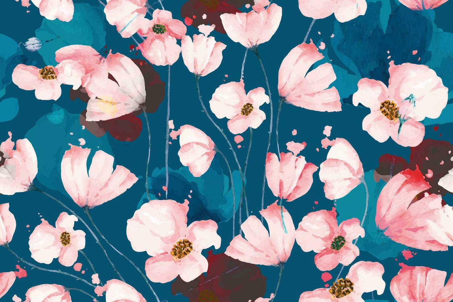 naadloos patroon van klaprozen bloem getrokken aquarel.bloemen background.designed voor kleding stof en behang, wijnoogst stijl.hand getrokken bloemen patroon.poppy tuin. vector