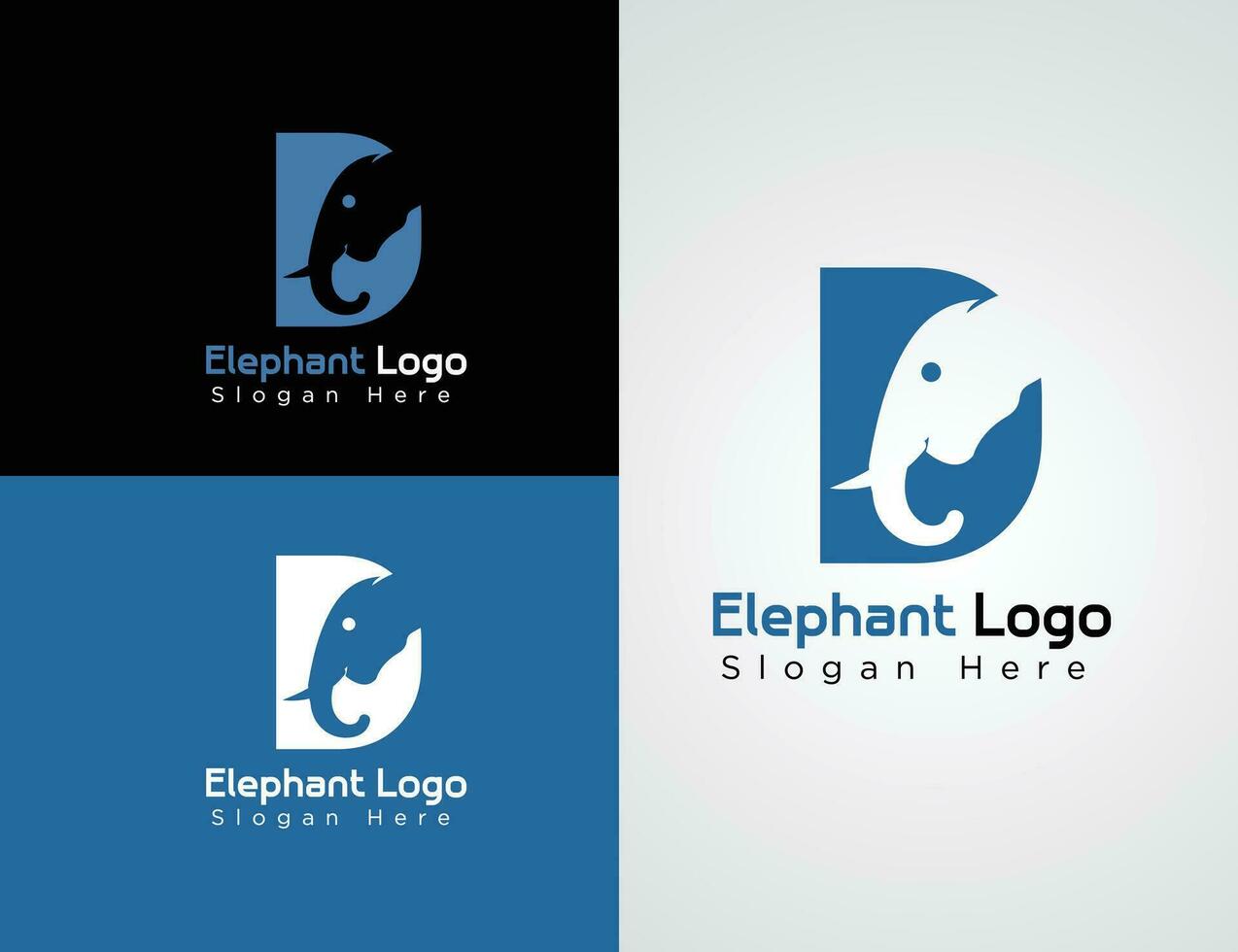 brief d en olifant logo ontwerp verzameling vector