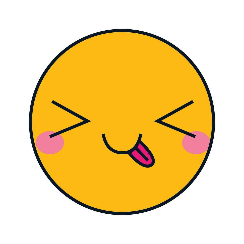 vector lekker glimlach emoji met tong likken mond. heerlijk smakelijk voedsel symbool voor sociaal netwerk