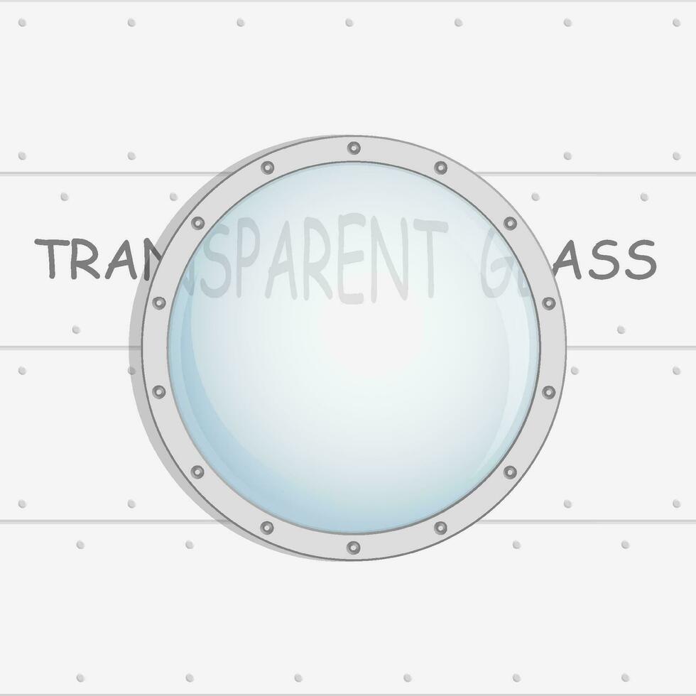 venster, patrijspoort van onderzeeër, raket, schip met transparant glas. vector