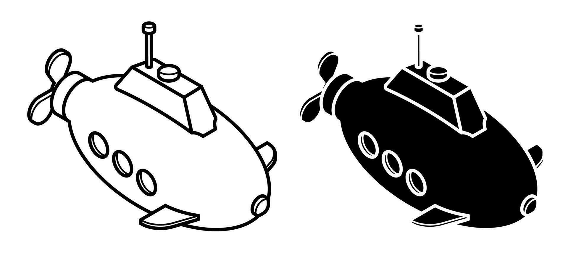 onderzeeër icoon geïsoleerd Aan wit achtergrond. kinderen speelgoed en amusement. onderwater- Onderzoek. vector