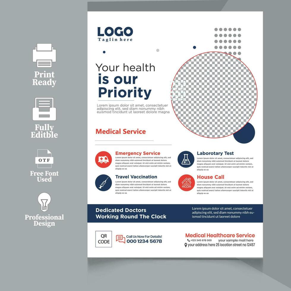 zakelijke gezondheidszorg en medisch folder of poster ontwerp lay-out vector