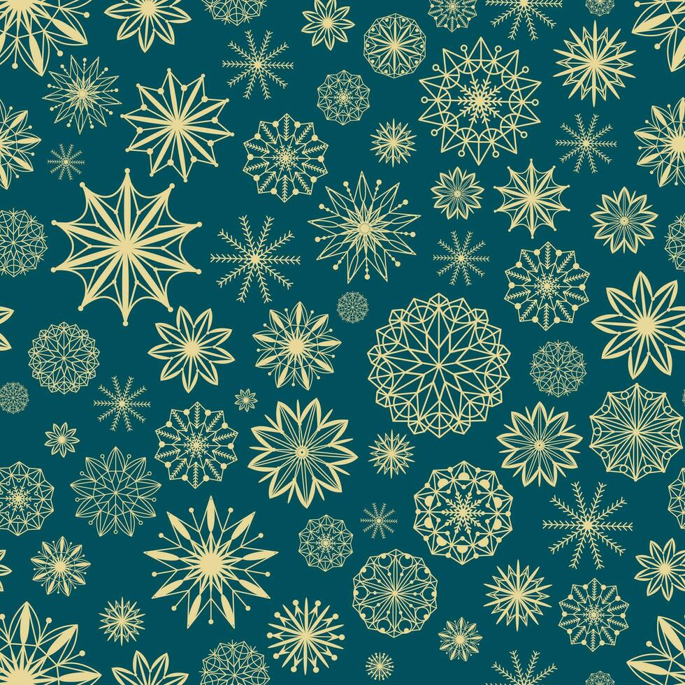 gouden sneeuwvlokken feestelijk naadloos patroon vector