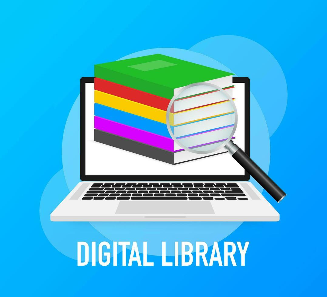 digitaal bibliotheek. opleiding, kennis, studie concept vector