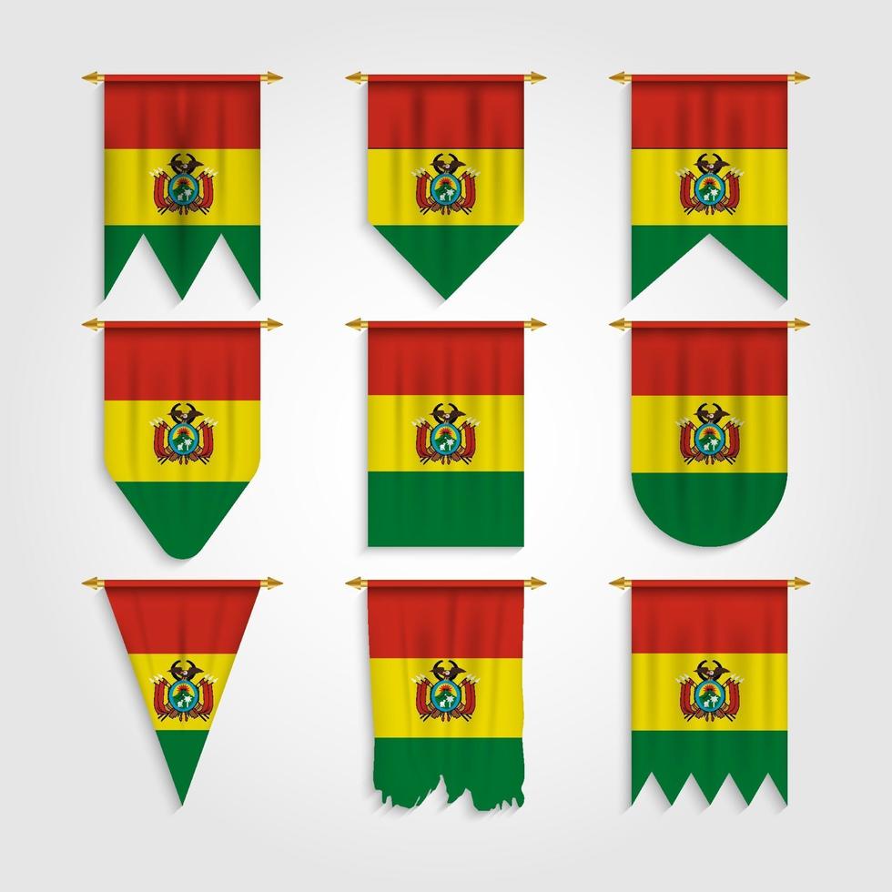 vlag van bolivia in verschillende vormen, vlag van bolivia in verschillende vormen vector