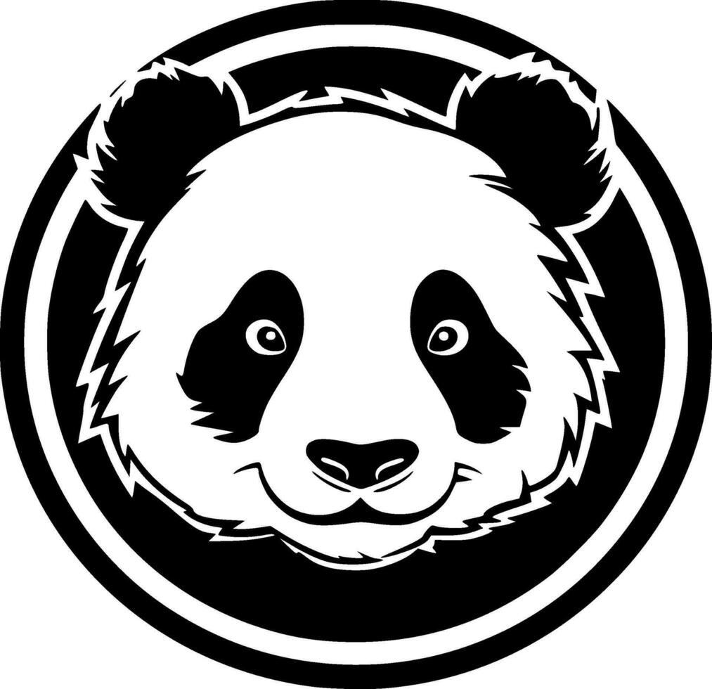 panda - zwart en wit geïsoleerd icoon - vector illustratie