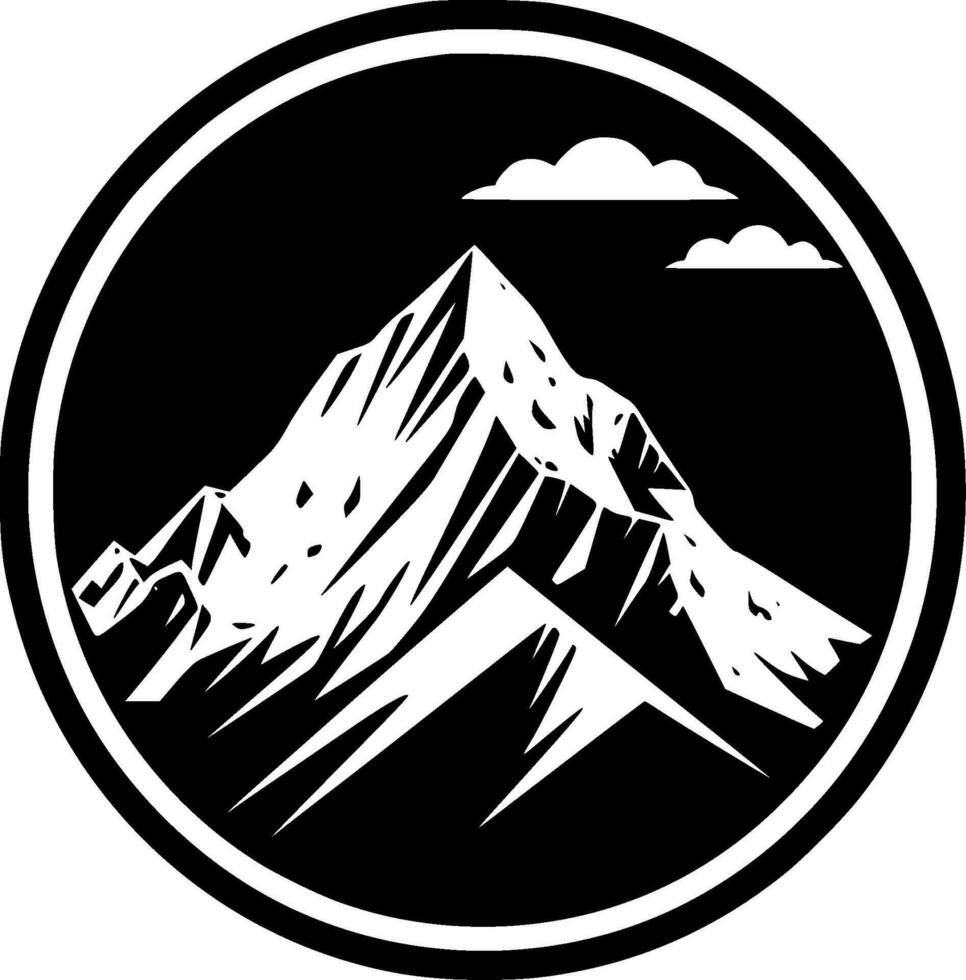 berg reeks - zwart en wit geïsoleerd icoon - vector illustratie
