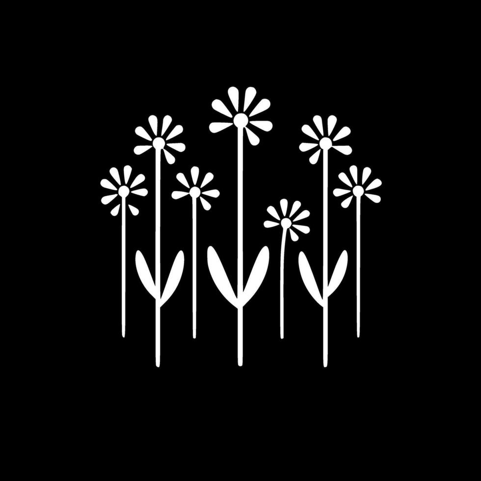 bloemen - zwart en wit geïsoleerd icoon - vector illustratie