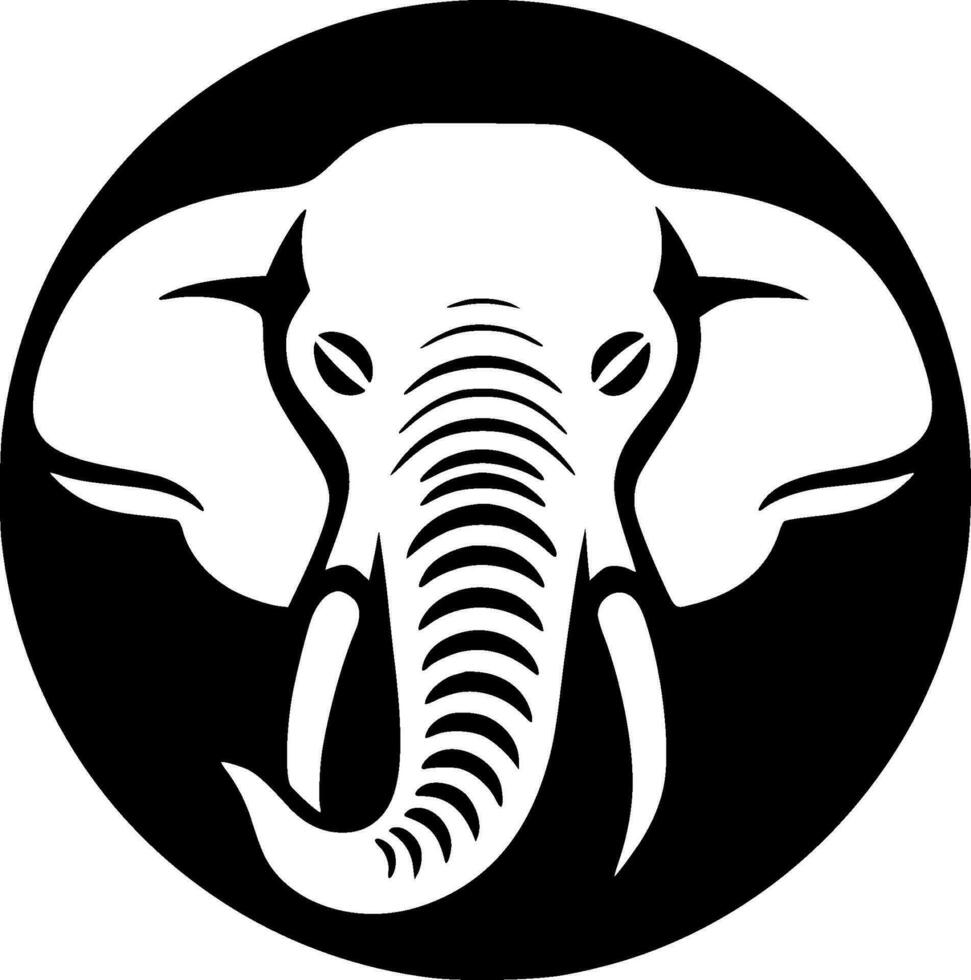 olifant - zwart en wit geïsoleerd icoon - vector illustratie