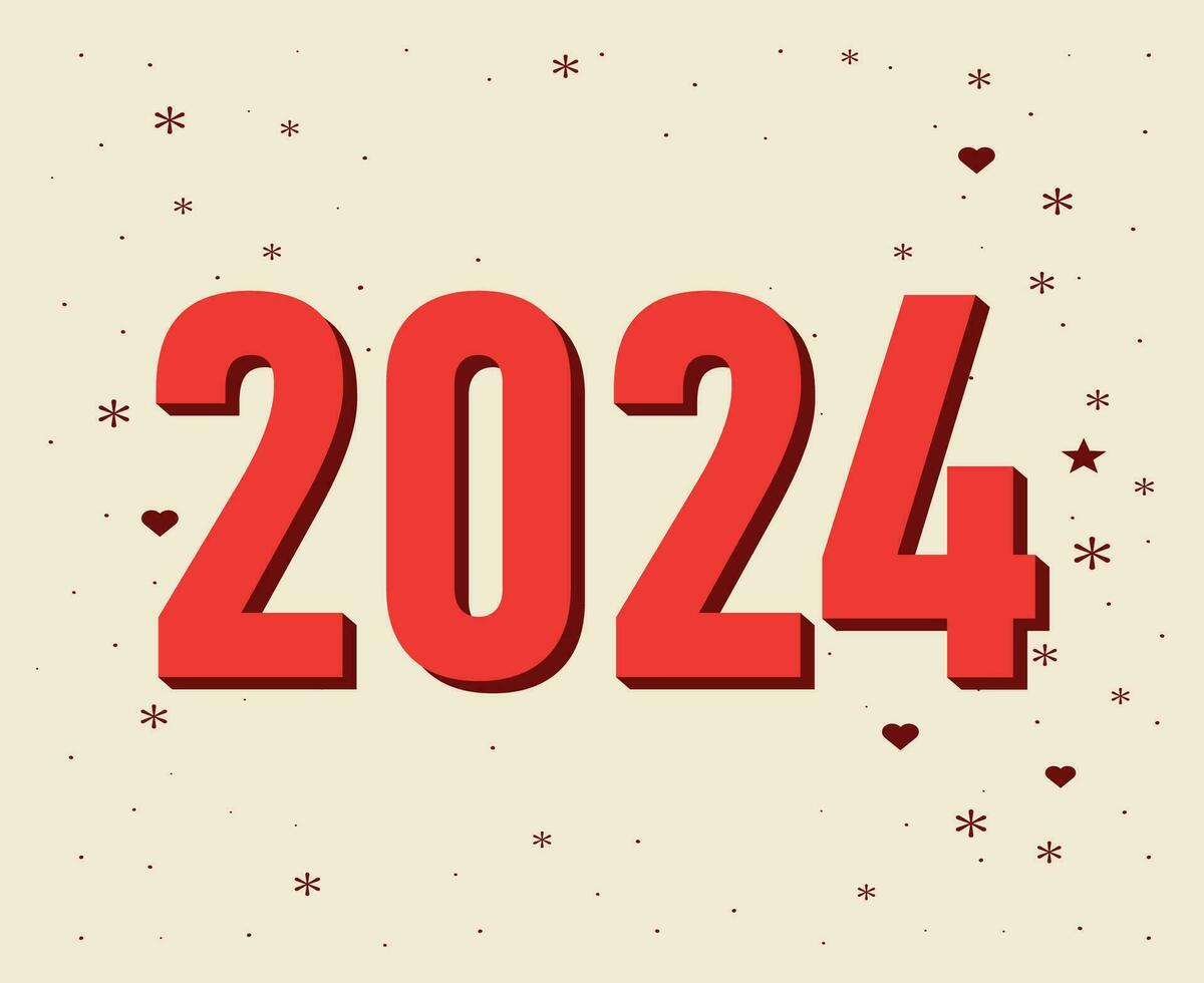 2024 nieuw jaar vakantie abstract rood en kastanjebruin grafisch ontwerp vector logo symbool illustratie met roze achtergrond