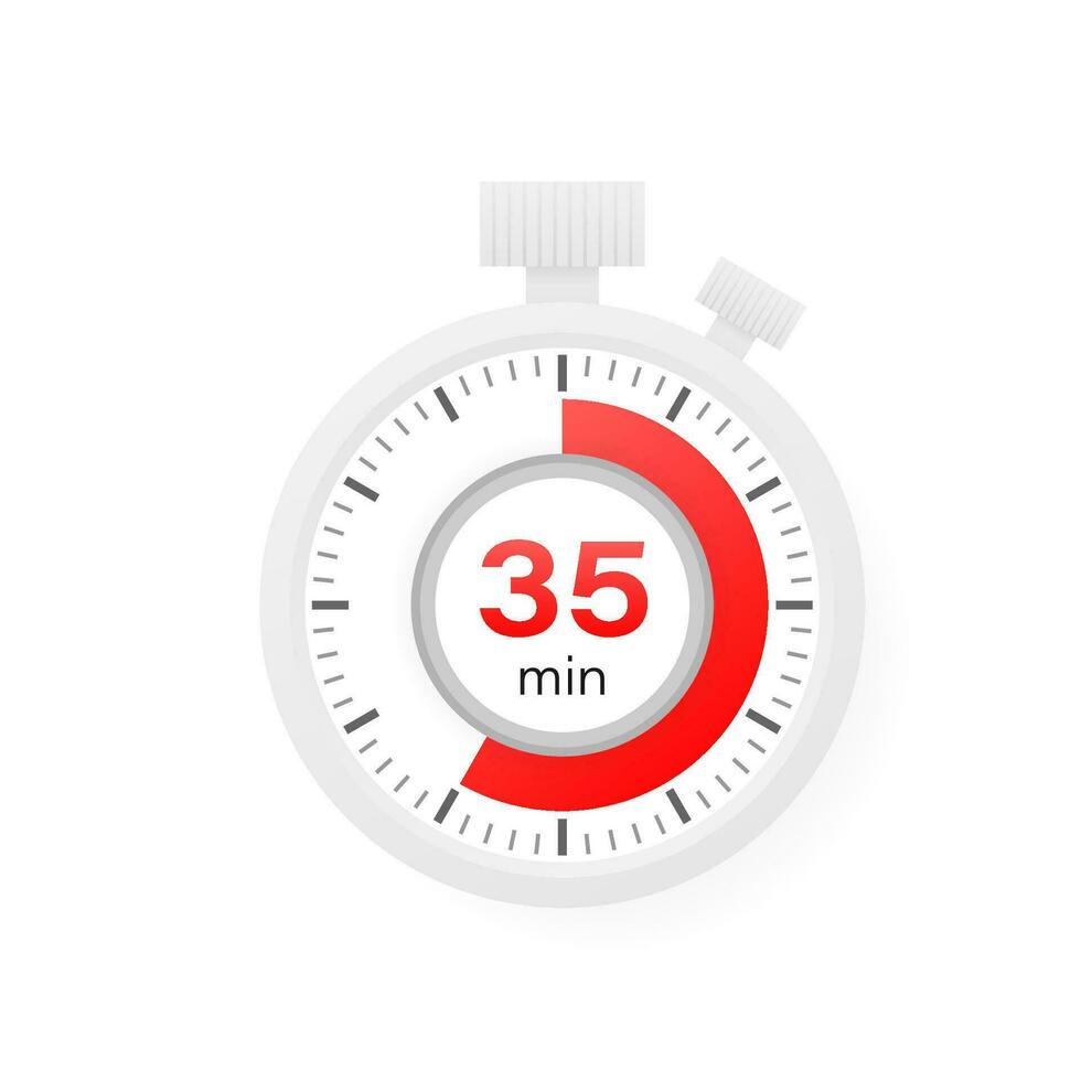 de 35 minuten tijdopnemer. stopwatch icoon in vlak stijl. vector