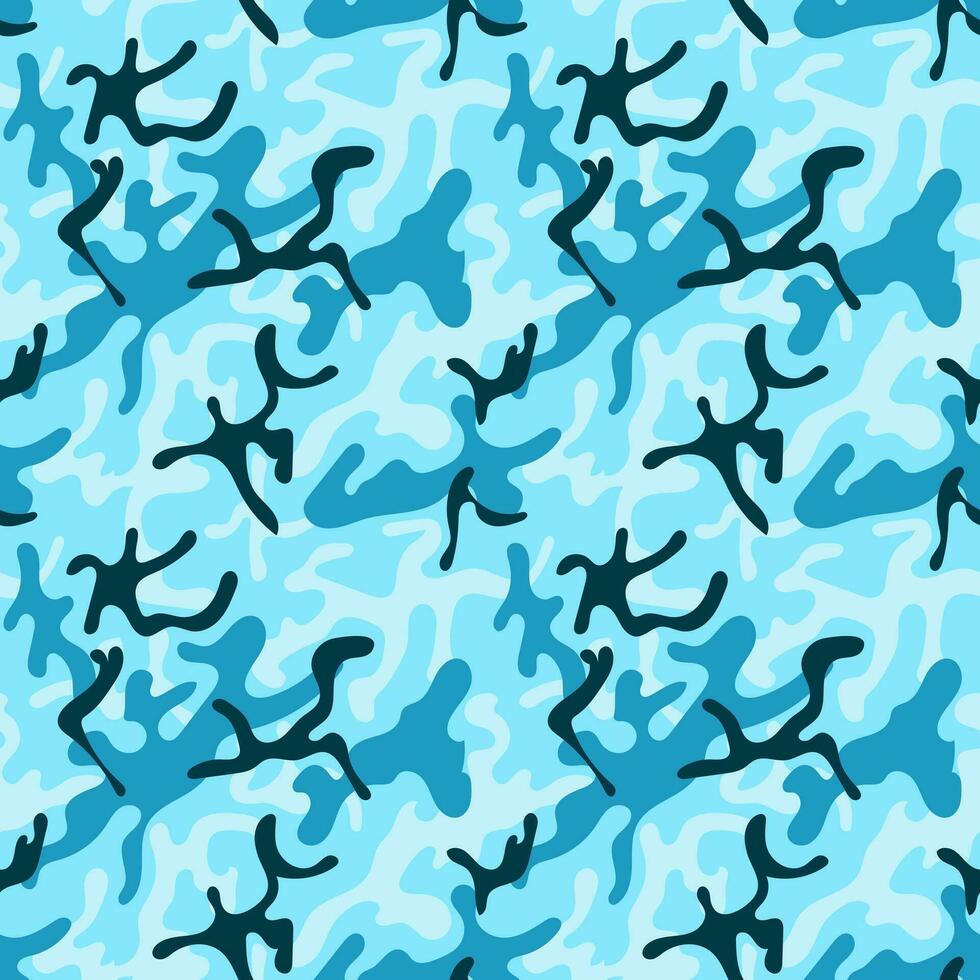 leger camouflage naadloos patroon blauw kleur. vector