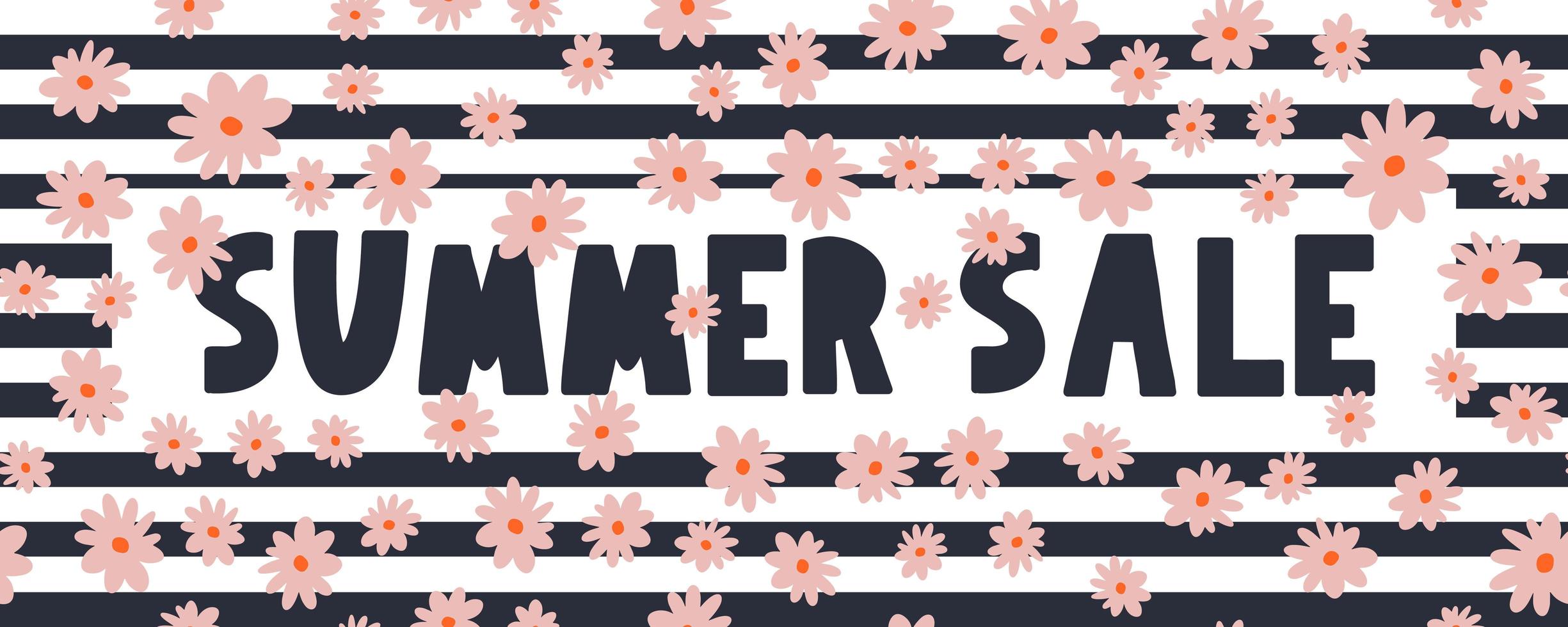 zomer verkoop banner met bloemen brief vector