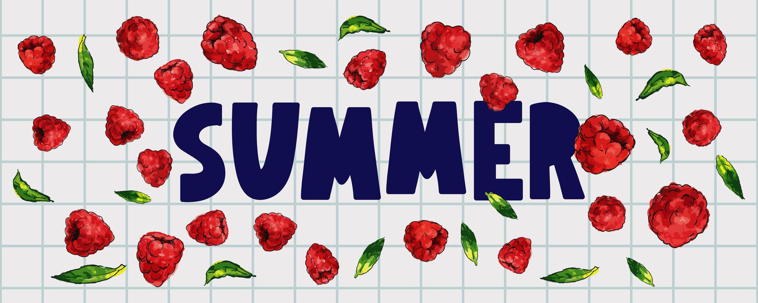 zomer verkoop banner met fruit frambozen bessen brief vector