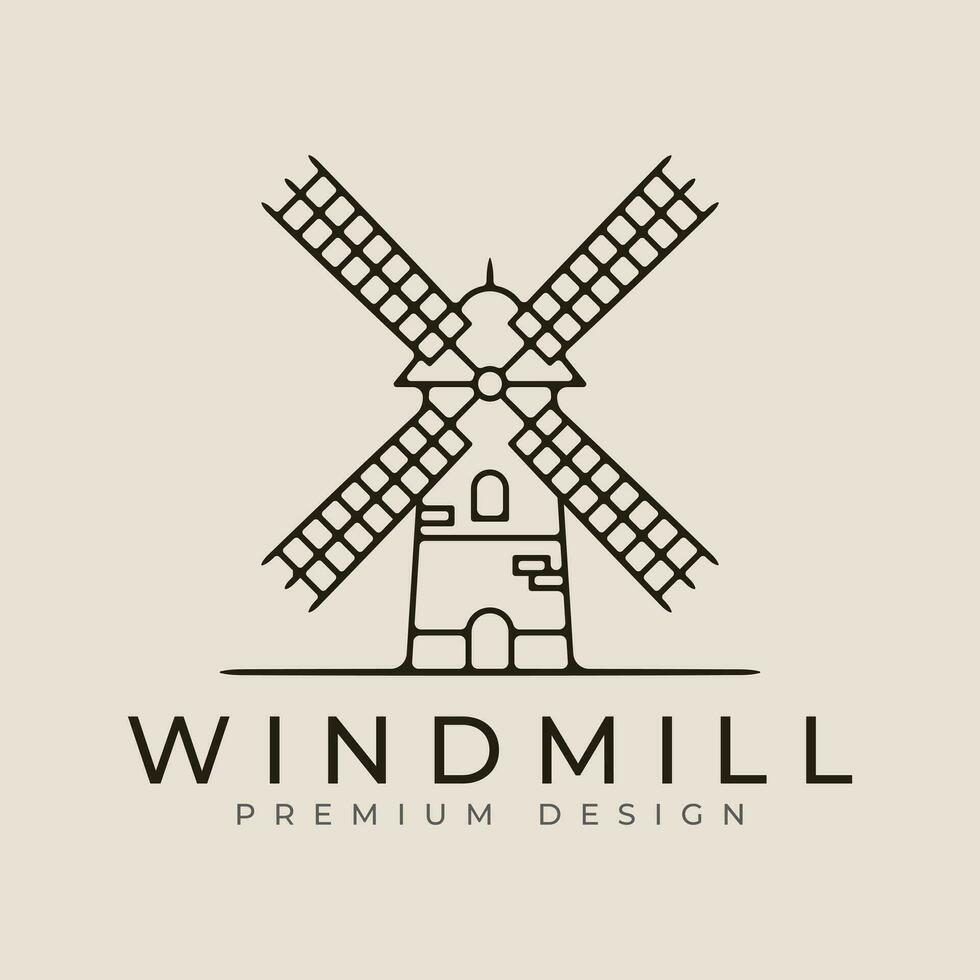 windmolen of boerderij huis logo lijn kunst vector illustratie met minimalistische ontwerp.