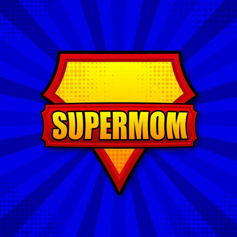 supermoeder logo sjabloon. kader met afwijkend stralen. super mam schild. vector