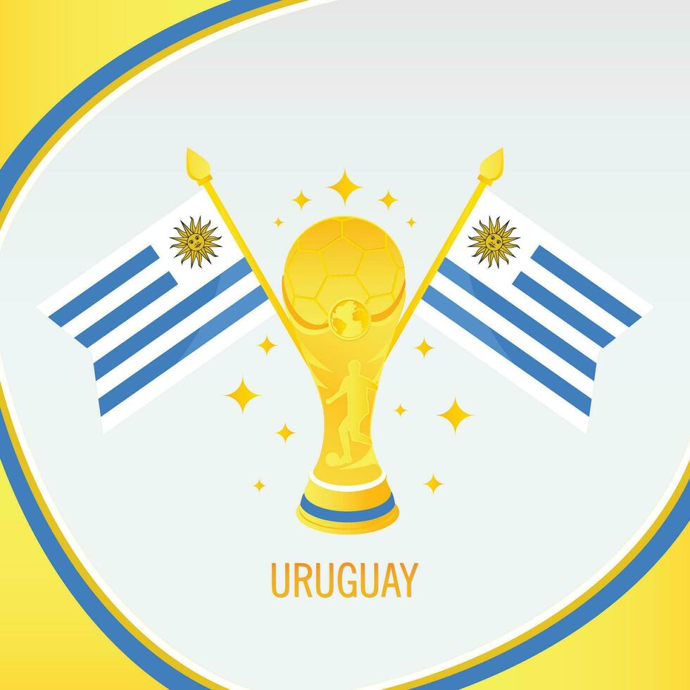 goud Amerikaans voetbal trofee kop en Uruguay vlag vector