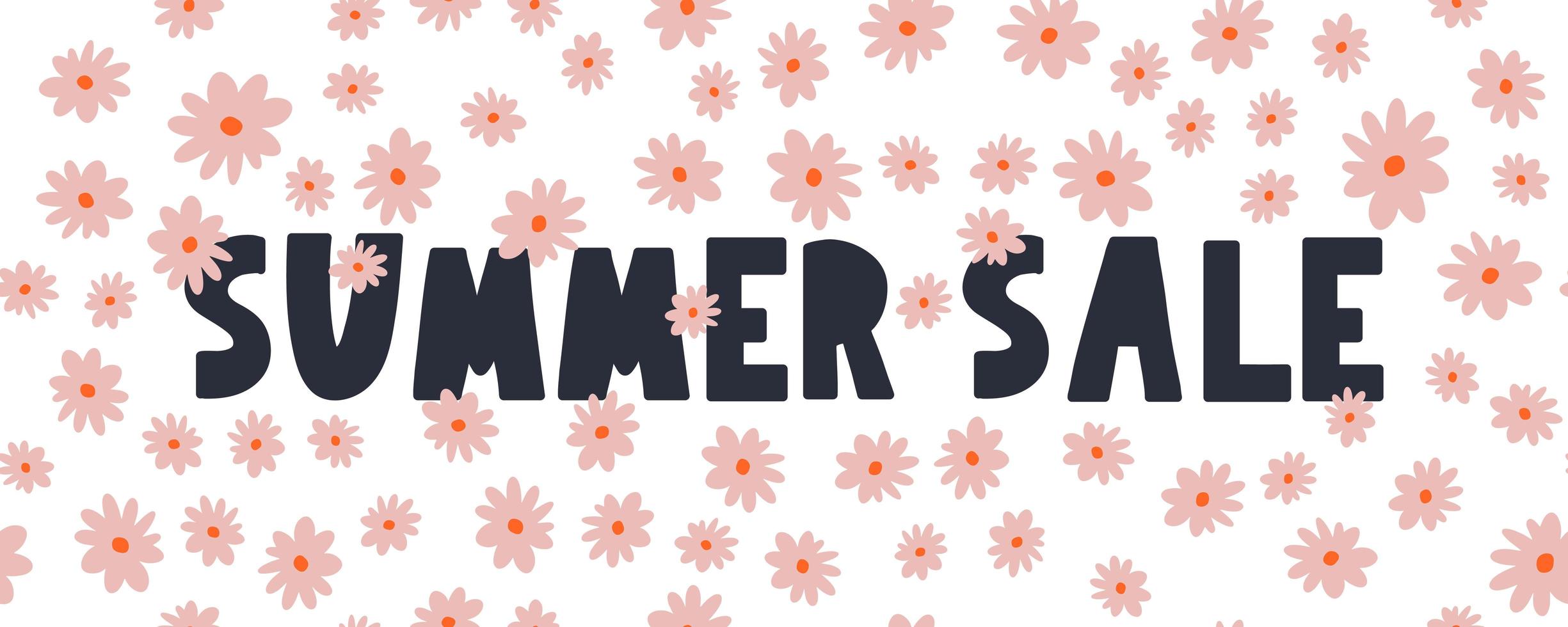 zomer verkoop banner met bloemen brief vector