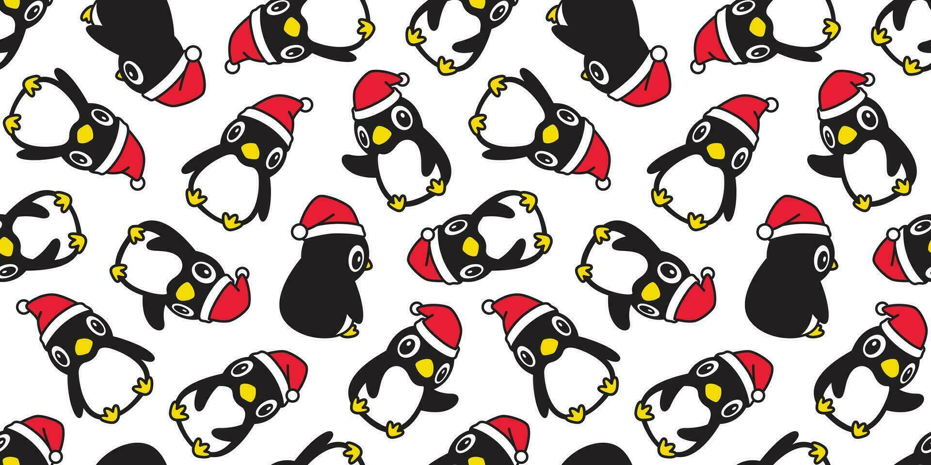 pinguïn naadloos patroon Kerstmis vector de kerstman claus hoed sjaal geïsoleerd herhaling behang tegel achtergrond tekenfilm karakter tekening illustratie ontwerp