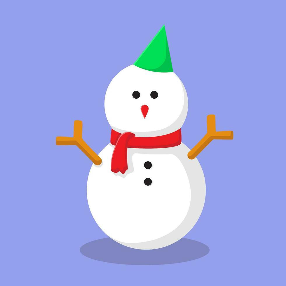Kerstmis sneeuwman, sneeuwman schattig karakter illustratie vector