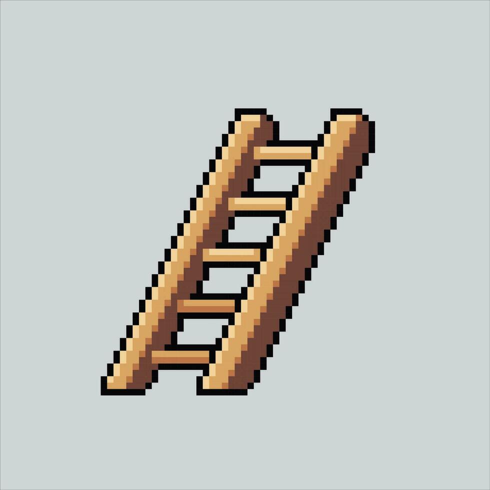 pixel kunst illustratie ladder. korrelig ladder. hout ijzer beklimming ladder korrelig voor de pixel kunst spel en icoon voor website en video spel. oud school- retro. vector