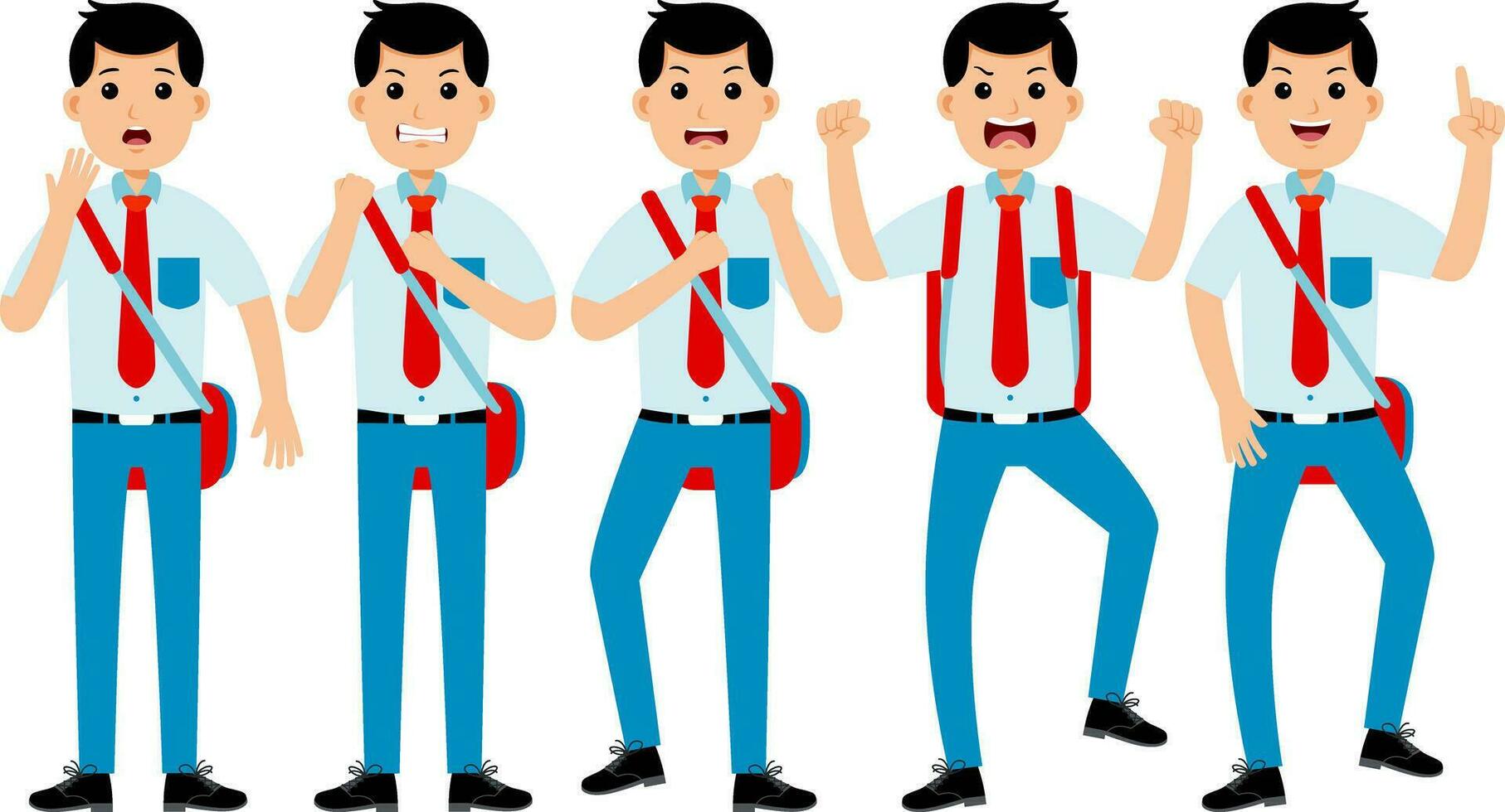 jongen leerling vervelend uniform vector