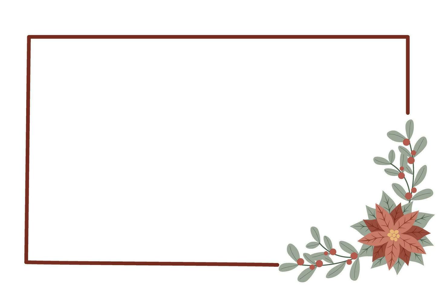 Kerstmis kader met rood kerstster bloem.ontwerp voor nieuw jaar en Kerstmis kaarten, scrapbooken, stickers, planner, uitnodigingen vector