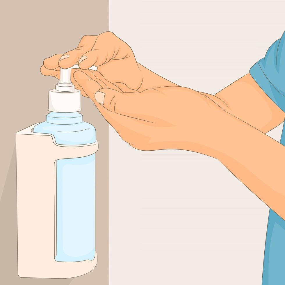 alcoholgel gebruiken om handen te desinfecteren vector
