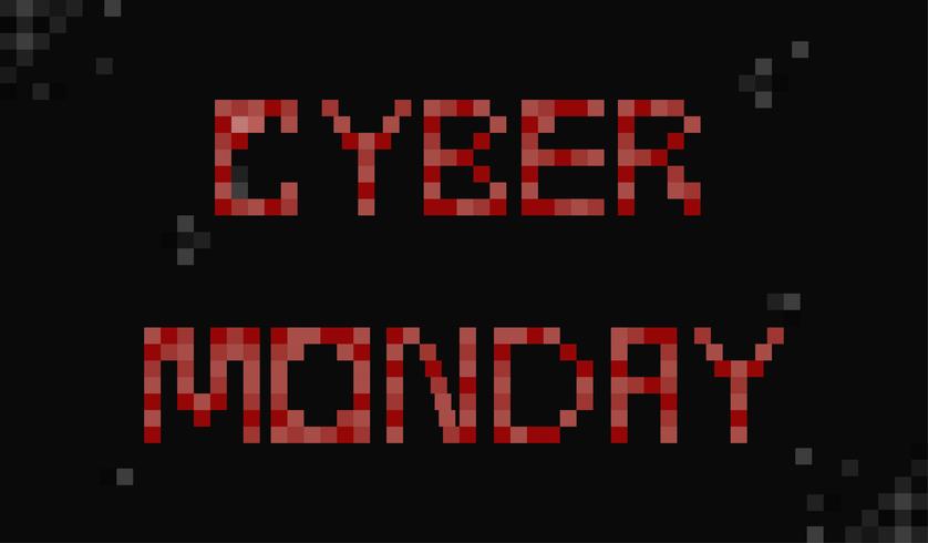 Cyber Monday-banner. Verkoopdag in online winkels. Pixel vlakke afbeelding vector