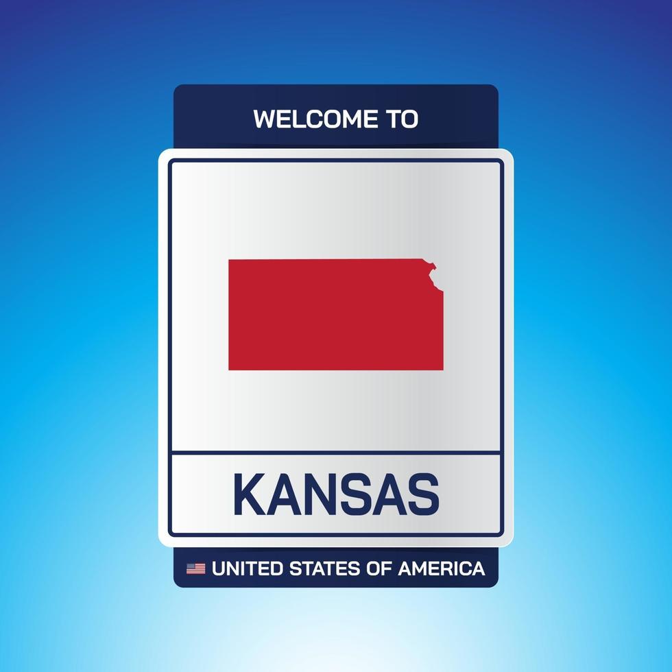 het teken verenigde staten van amerika met bericht, kansas en kaart vector