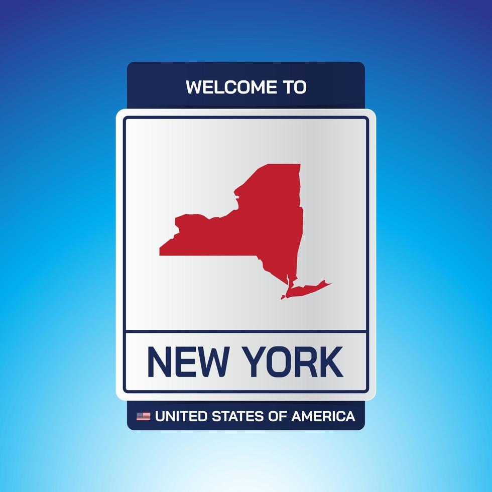 het teken verenigde staten van amerika met bericht, new york en kaart vector