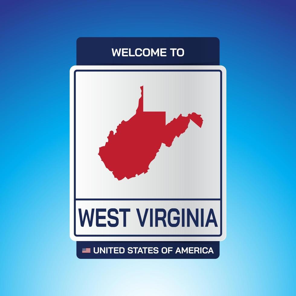 het teken verenigde staten van amerika met bericht, west virginia en kaart vector