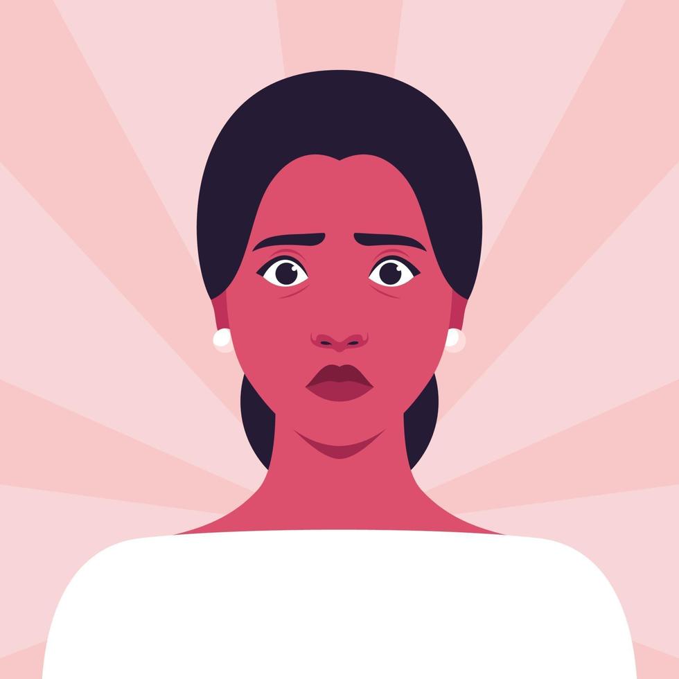 portret van een onaangenaam verraste vrouw vector