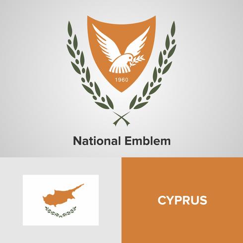 Nationaal embleem van Cyprus, kaart en vlag vector