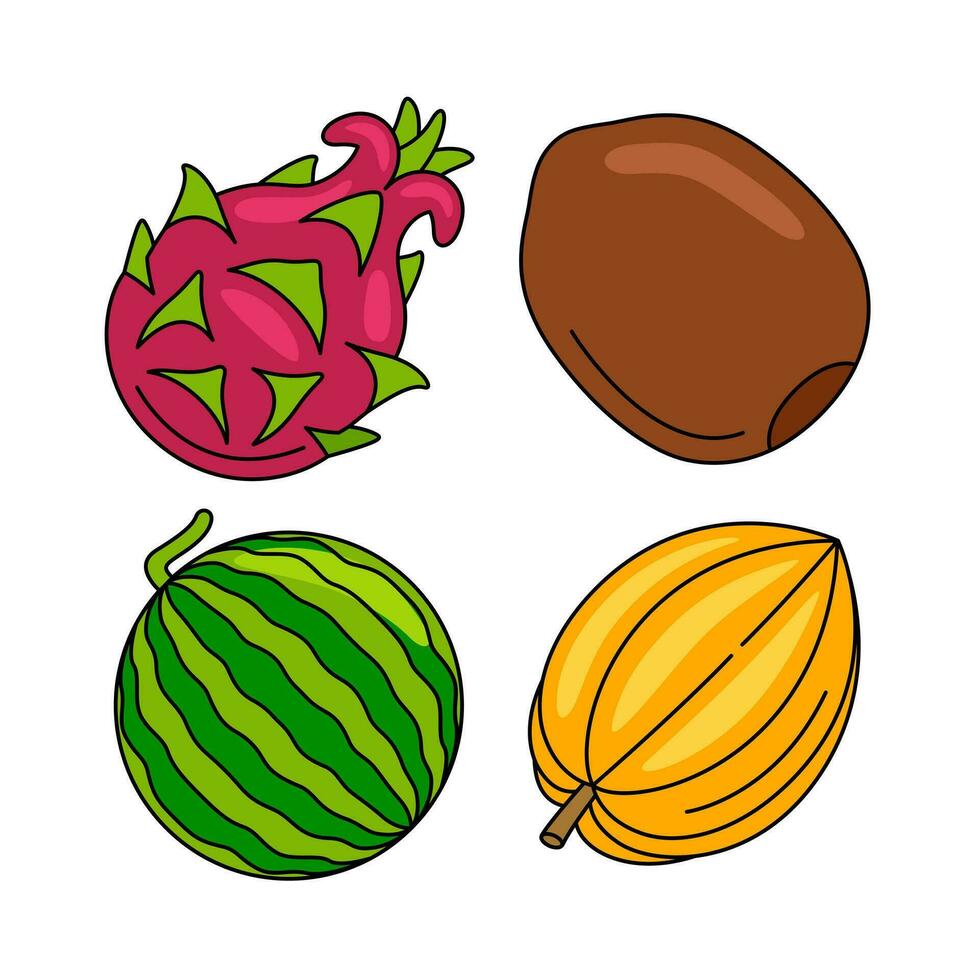 fruit voorwerpen vector illustraties reeks