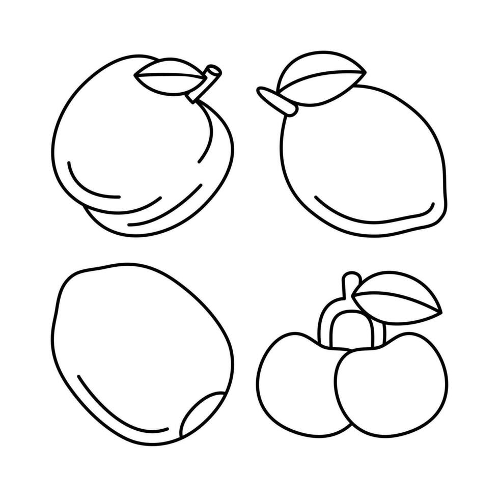 fruit voorwerpen vector illustraties reeks