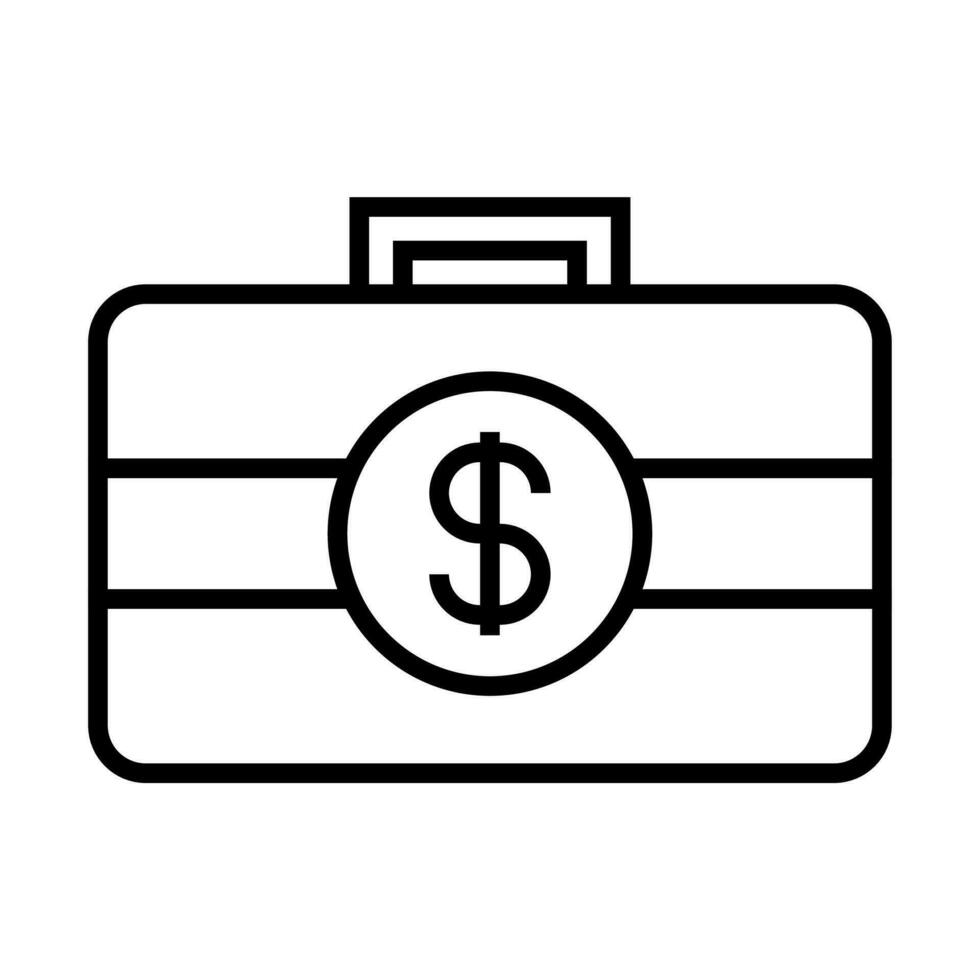 aktentas dollar teken icoon, investering symbool in lijn vector