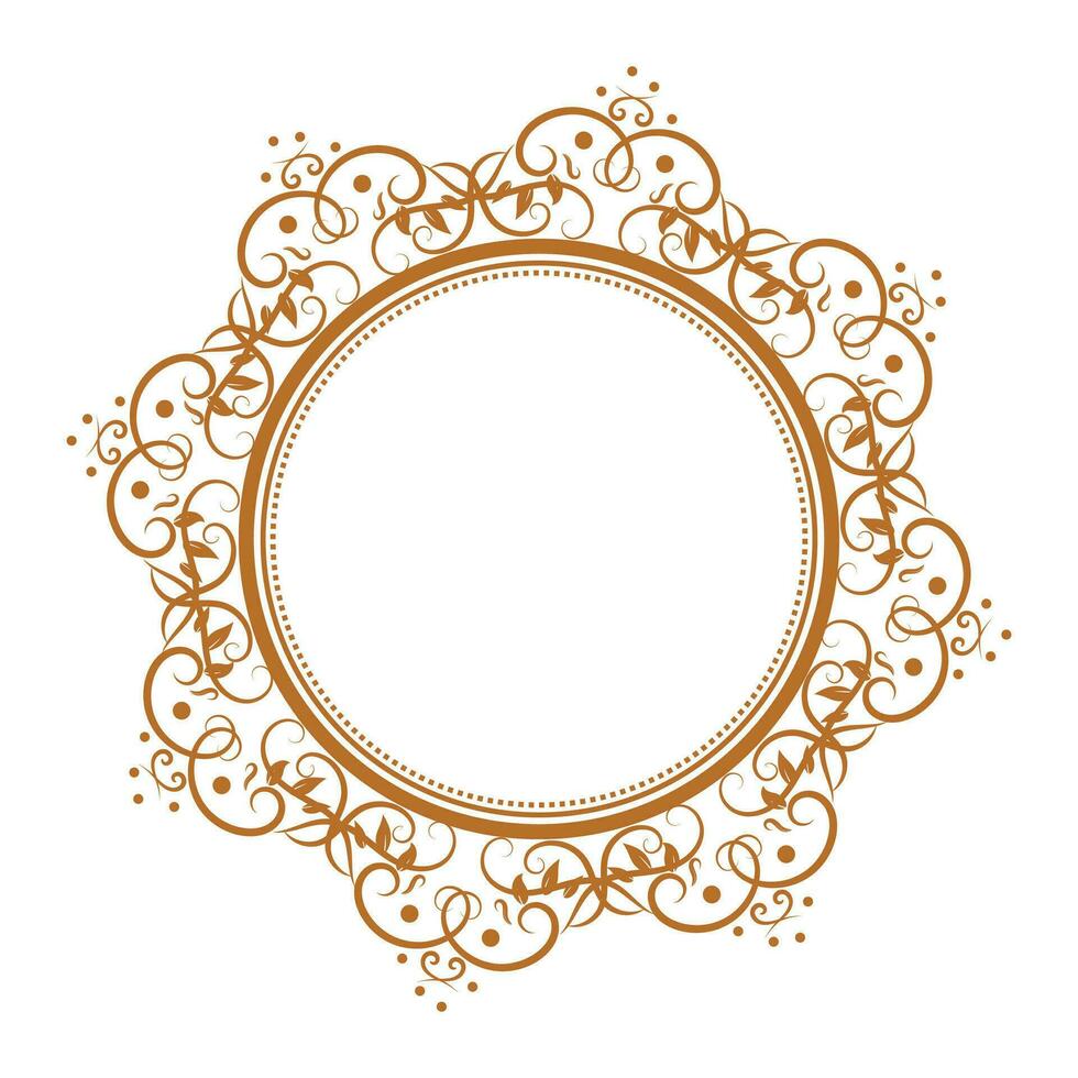 gouden ronde kader met laurier krans, vintage floreren ronde kader cirkel etiket vector