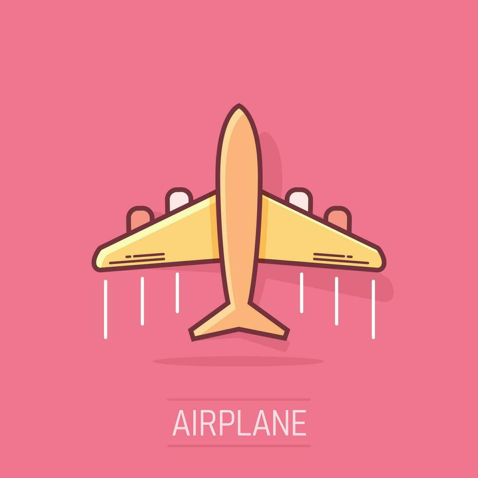 tekenfilm vliegtuig icoon in grappig stijl. vlak illustratie pictogram. vliegtuig plons bedrijf concept. vector