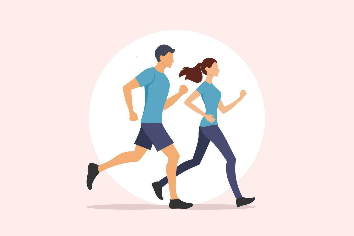 mannetje en vrouw paar deelnemen sport- ras of rennen marathons. loper rennen. mensen oefening en hebben een gezond levensstijl. liefde vector illustratie.