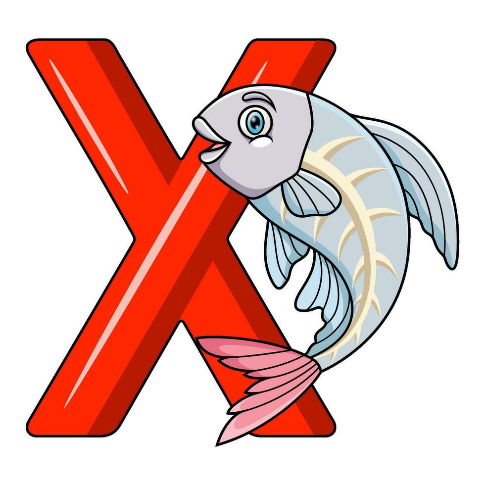 illustratie van X brief voor röntgenstraal vis vector