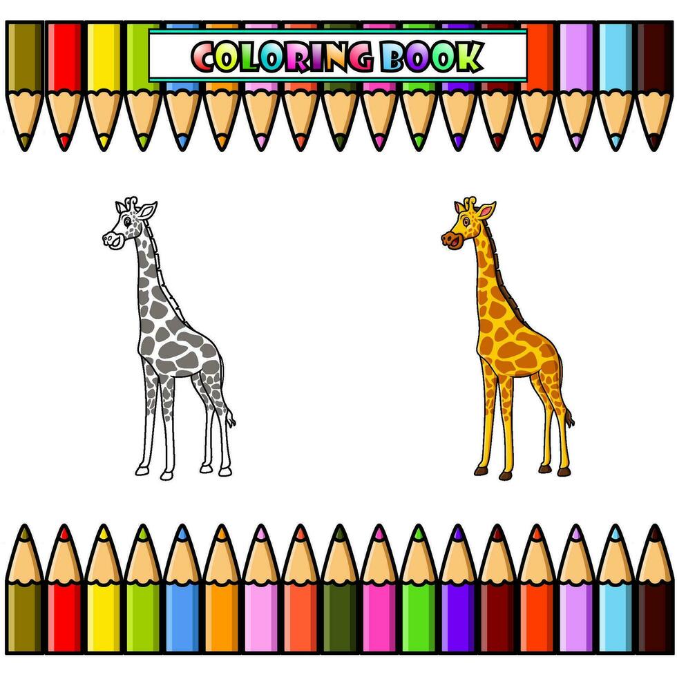 tekenfilm giraffe voor kleur boek vector